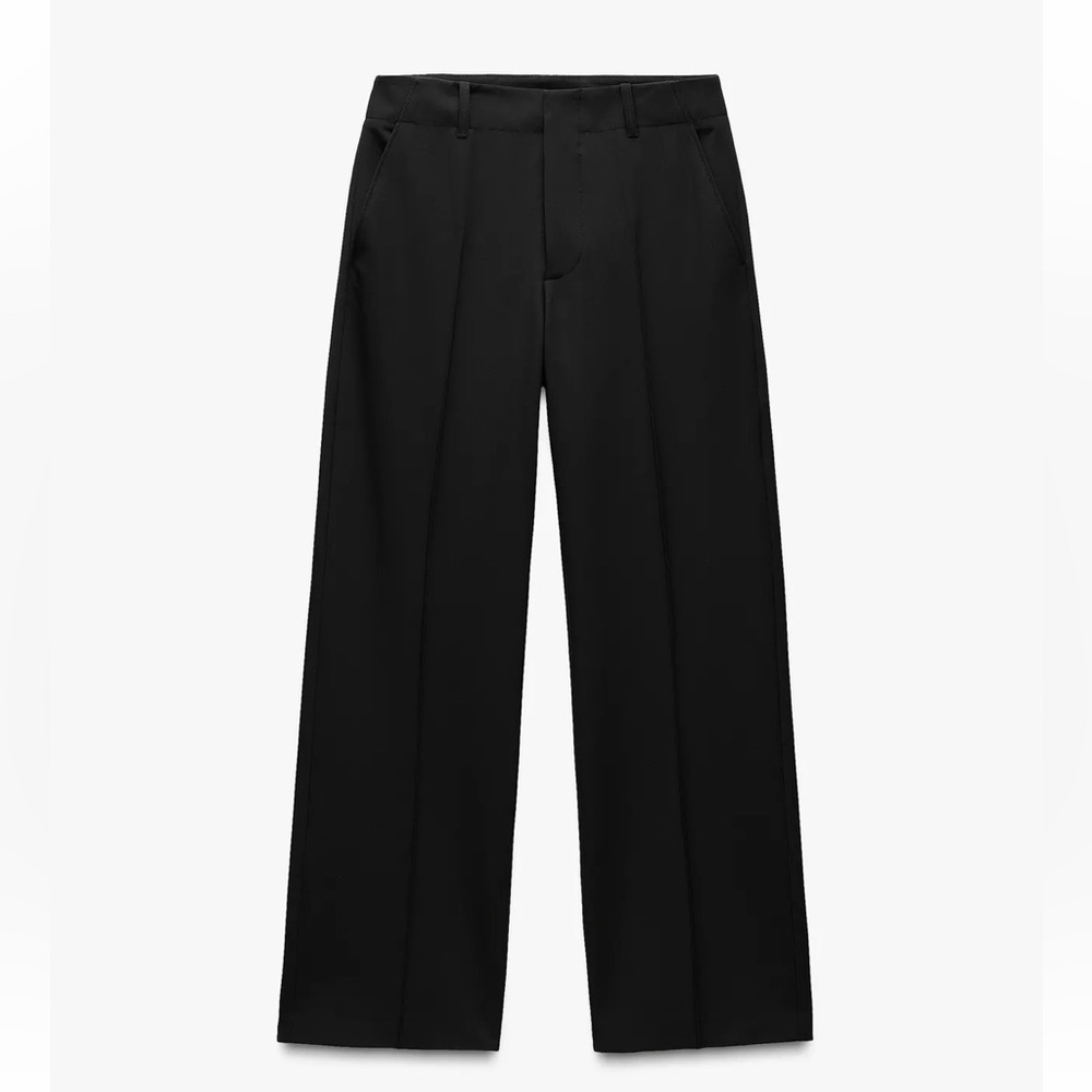 ZARA Black Straight-Leg Trousers